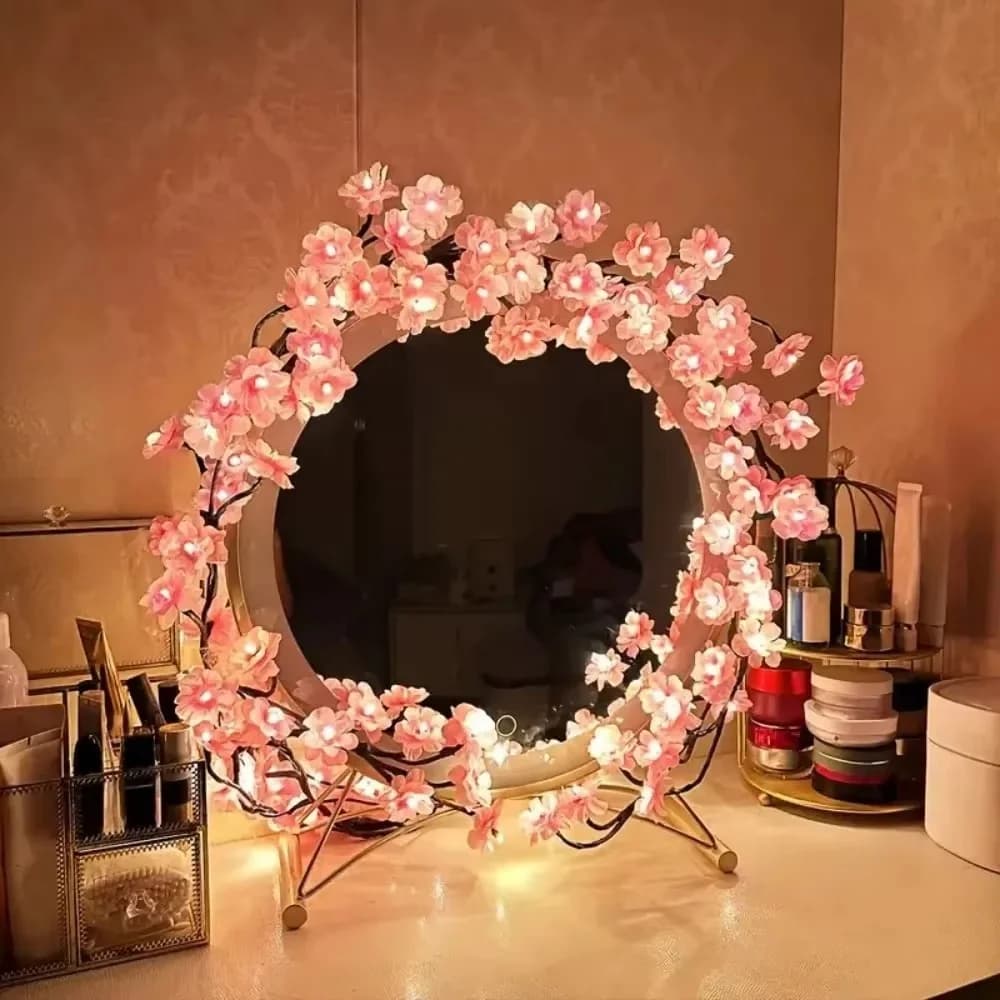 Guirlanda de Parede Cerejeiras Rosas, Plug-in USB