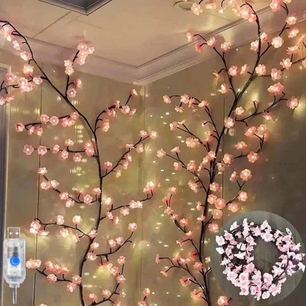 Luminária de Parede Rosa Flor de Cerejeira com Controle Remoto