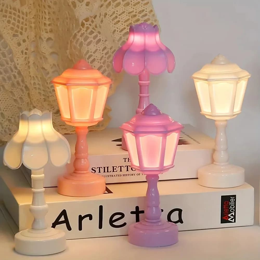 Luminária de Mesa com Sombra em Formato de Pétala, Luz Noturna Estilo Lanternas
