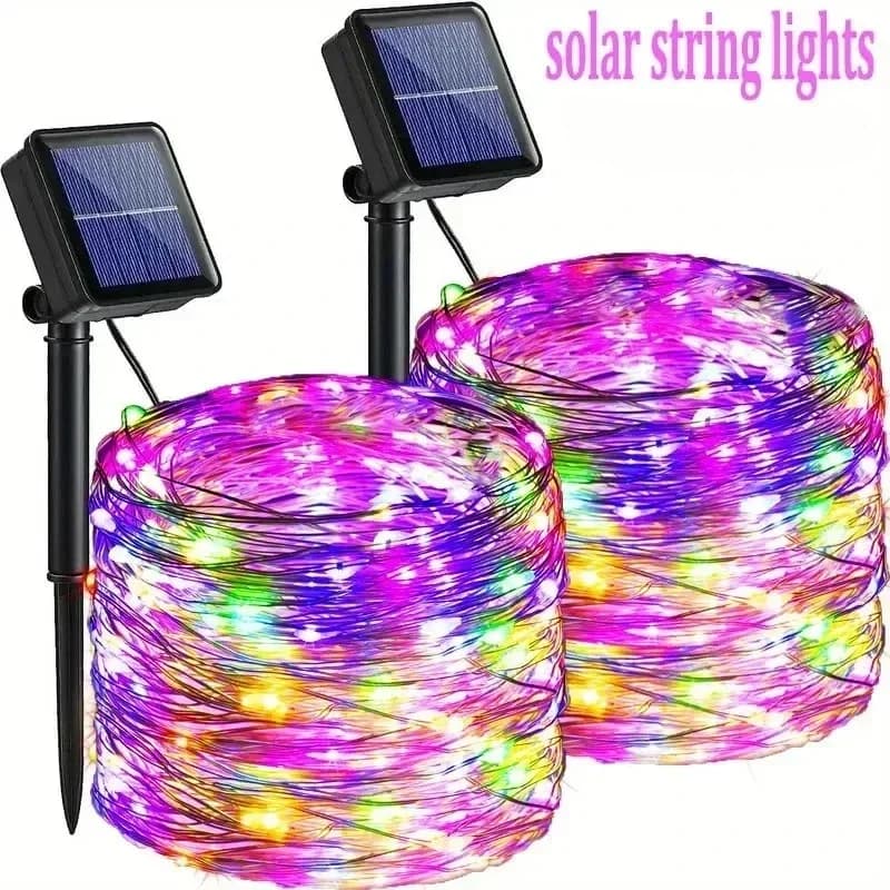 Luzes de Cordão Solar à Prova d'Água, LED Branco Quente para Jardim e Paisagismo
