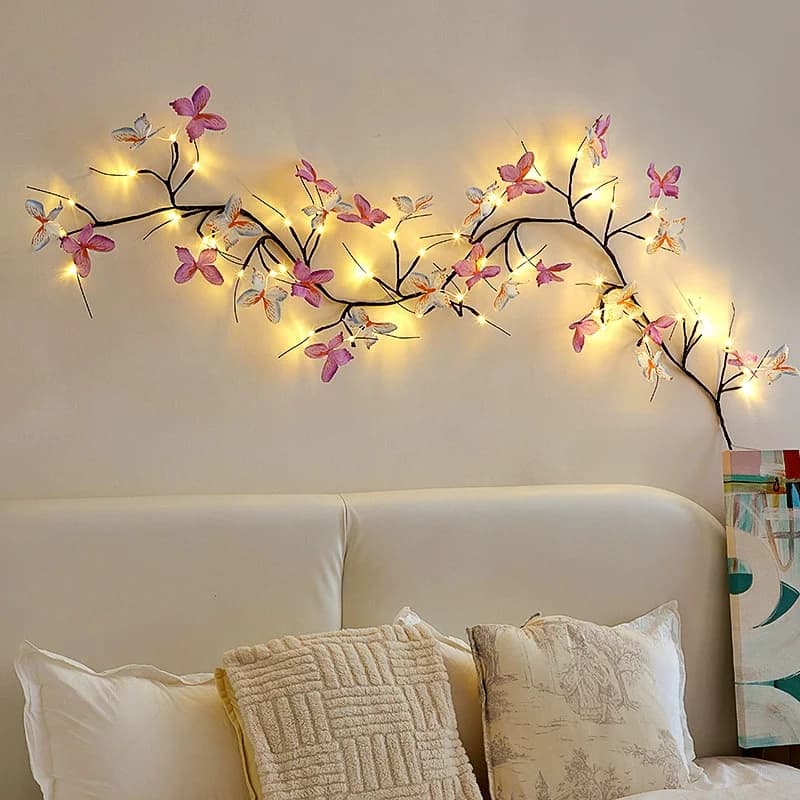 Fio de Luzes Borboleta Flexível USB Branco Quente