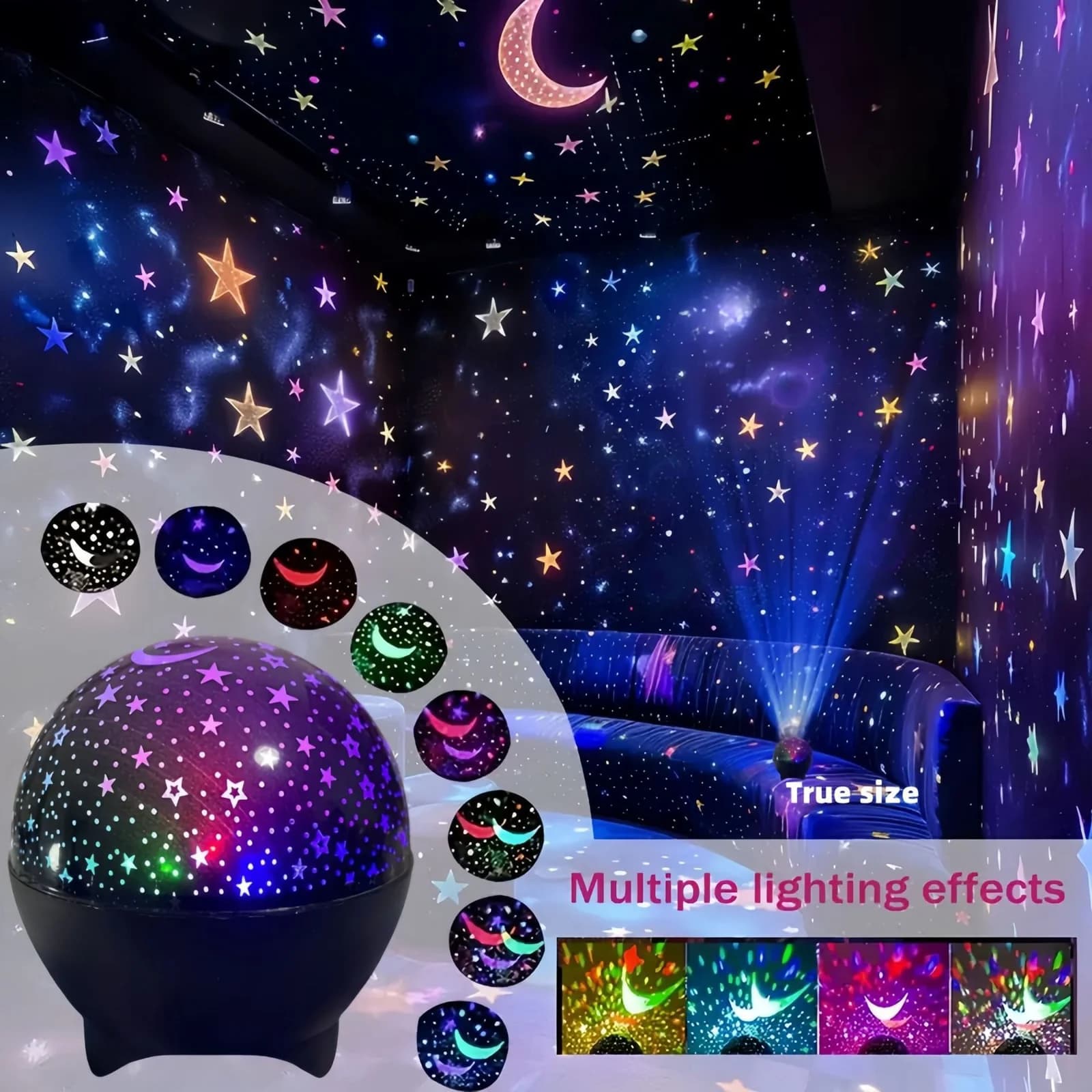 Projetor de Luz Noturna Galáxia Estrelada Rotativo