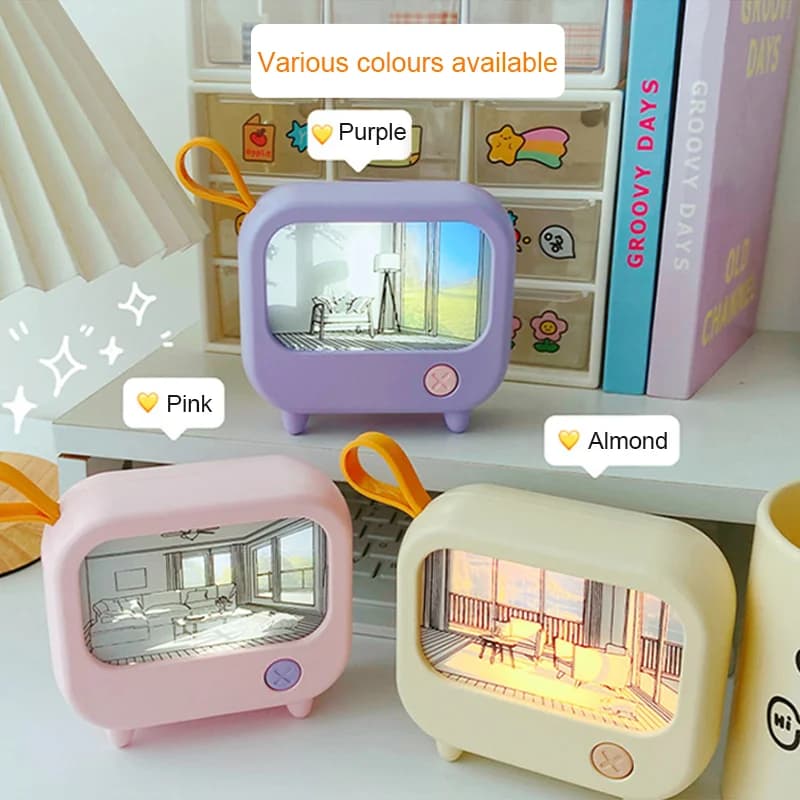 Mini Luz Noturna Recarregável Estilo TV com Pintura