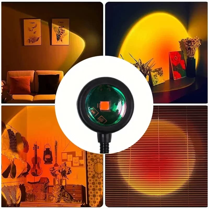 Lâmpada Projetor Sunset USB com Pescoço Flexível, Vermelha