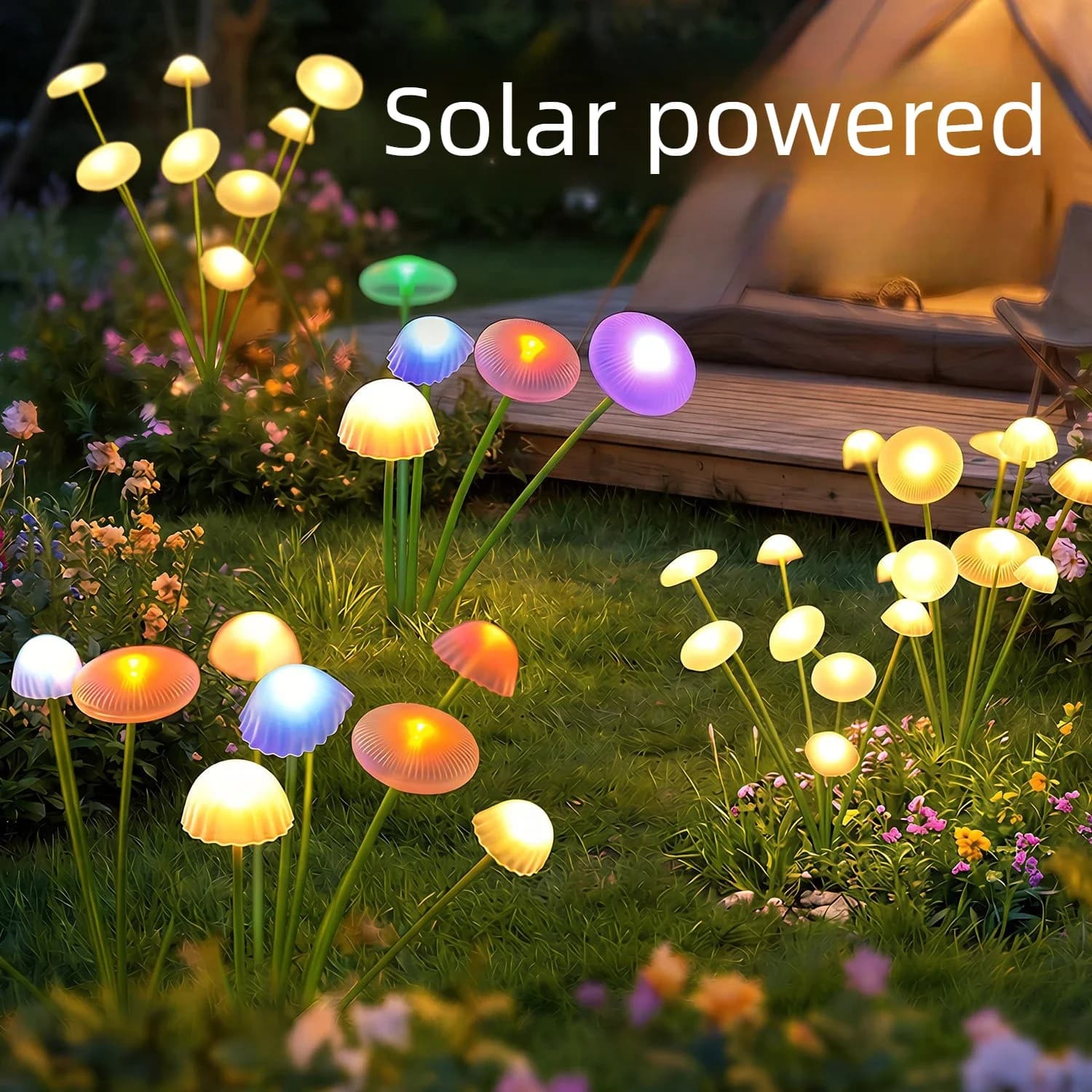 Luz de Jardim Cogumelo Solar, Decorativa à Prova d'Água com Modo Duplo