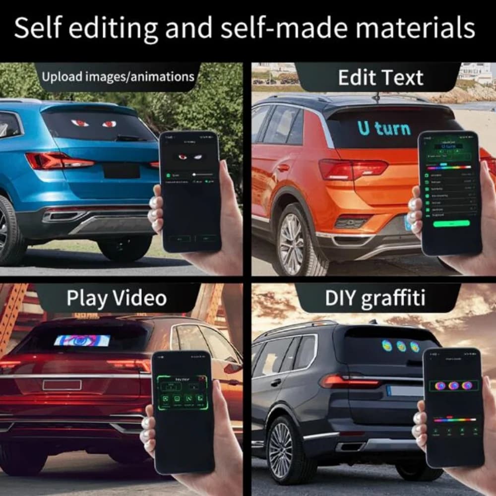 Painel LED Flexível para Para-brisa de Carro (2 Peças)