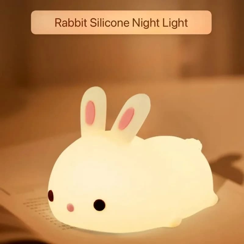 Luz Noturna Recarregável de Silicone em Forma de Coelho
