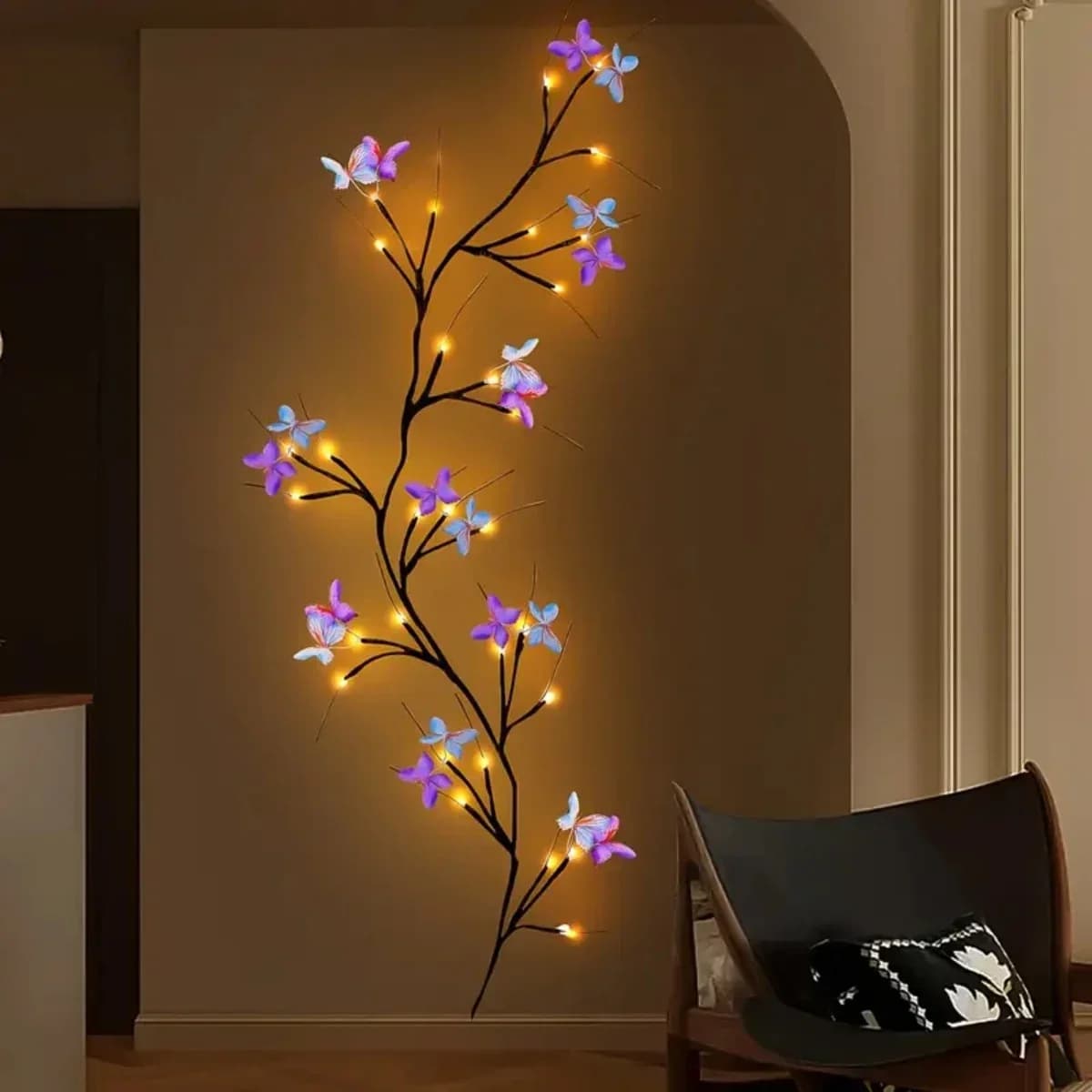 Fio de Luzes Borboleta Flexível USB Branco Quente