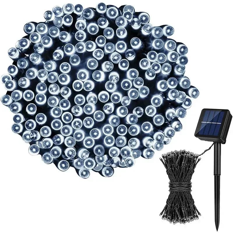Cordão de Luzes Solar à Prova d'Água com LED Branco Quente para Exterior