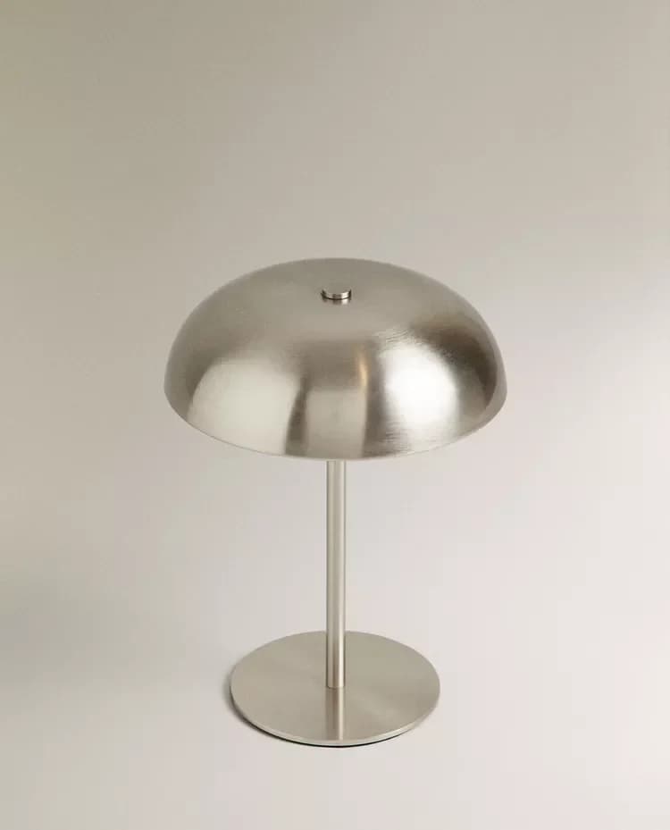 Luminária de Mesa Cogumelo Metálica Recarregável com Toque