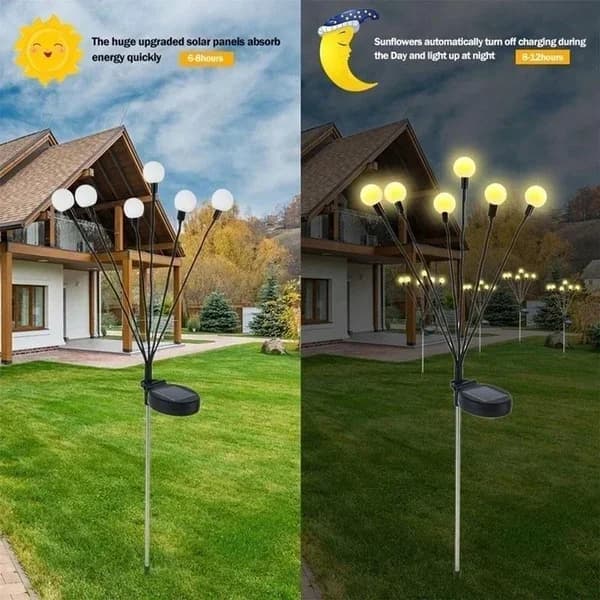 Kit com 8 Luzes Solar Vagalume Estrelado, Lâmpada de Jardim à Prova d'Água