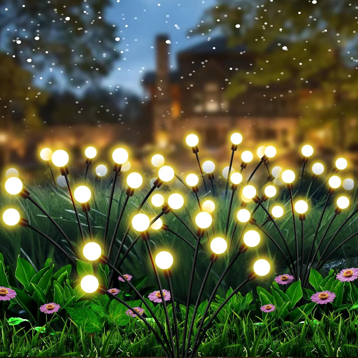 Luzes de Estaca Solar Vaga-lume para Jardim, LED Externo Oscilante