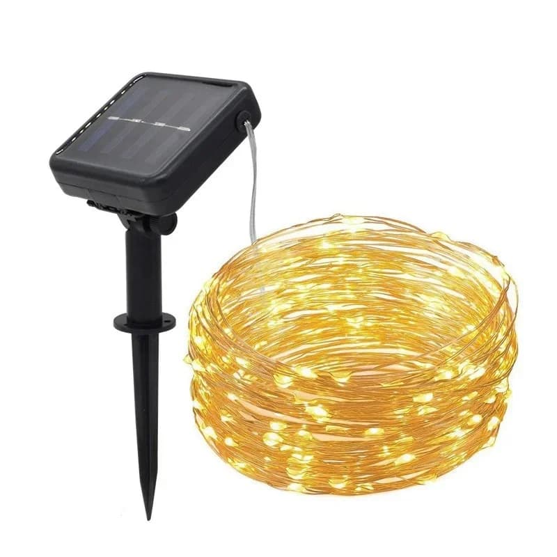 Luzes de Cordão LED com Fio de Cobre Solar Branco Quente à Prova d'Água