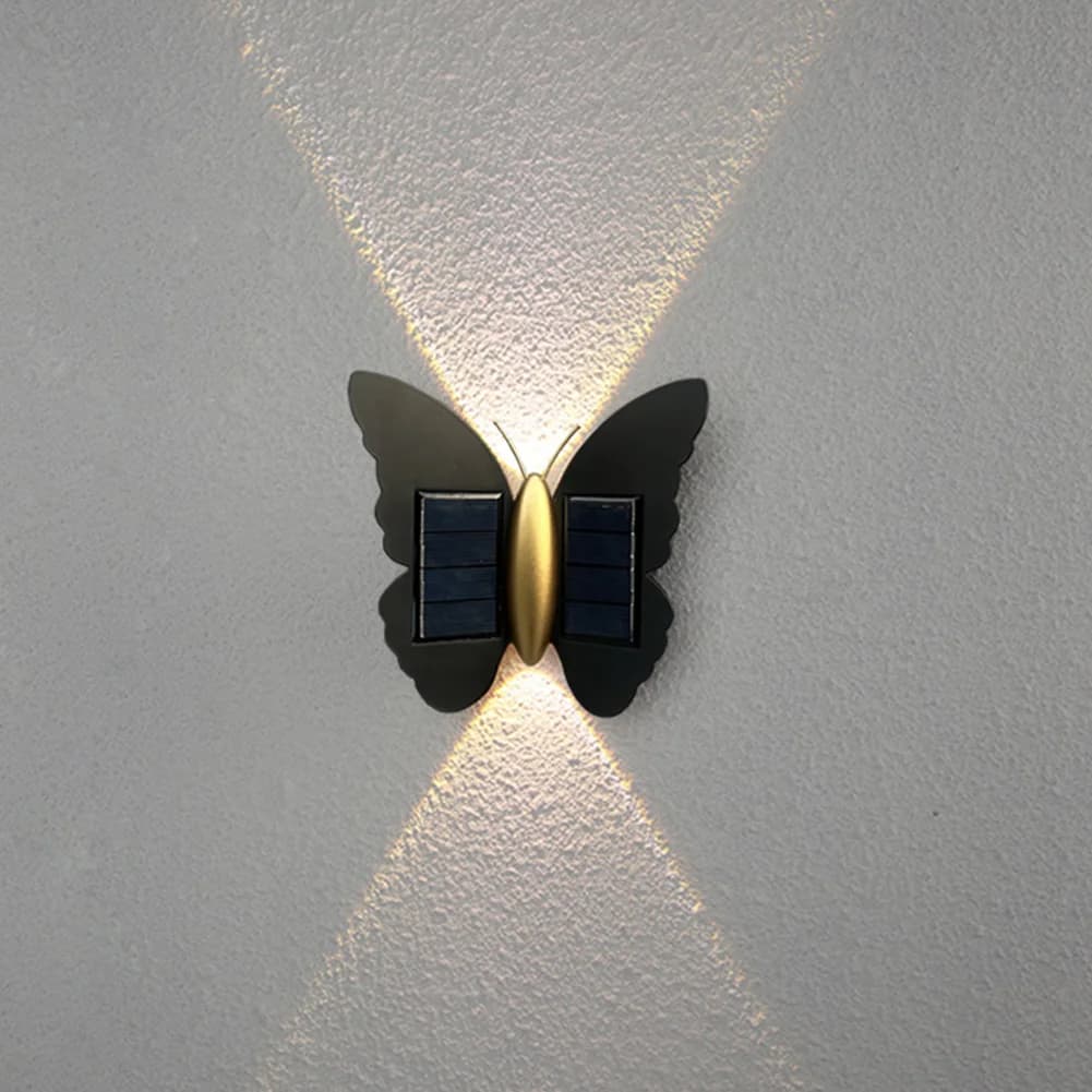 Luz de Parede Externa LED em Formato de Borboleta com Energia Solar
