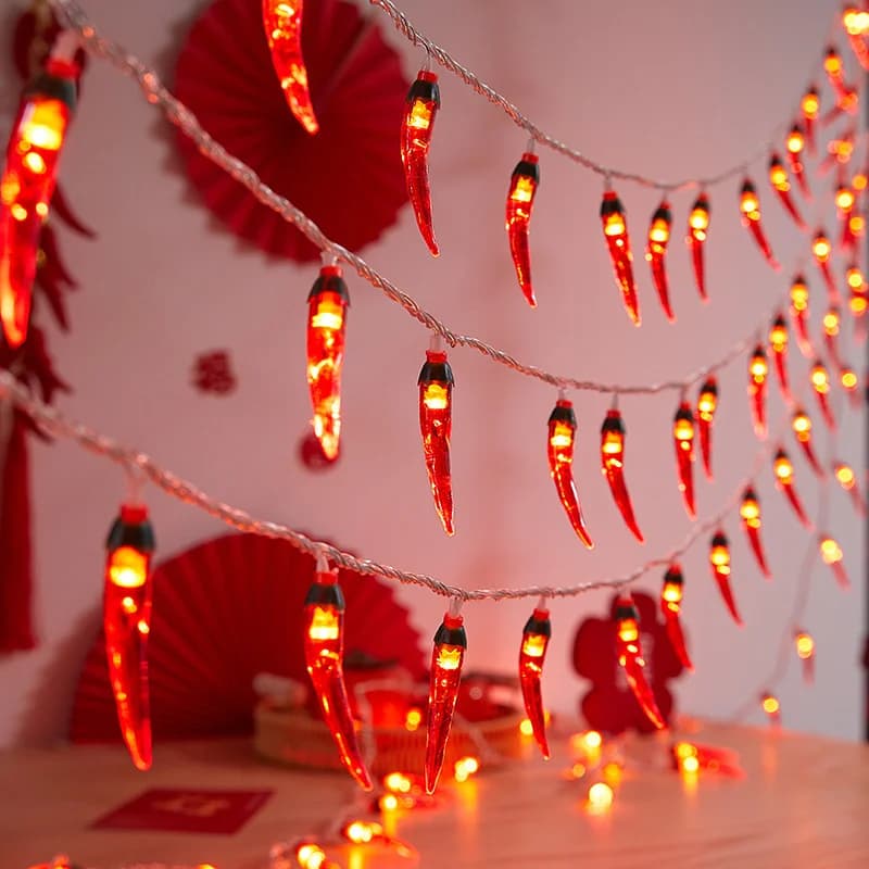 Luzes de Fadas LED Pimenta Vermelha USB ou a Pilhas