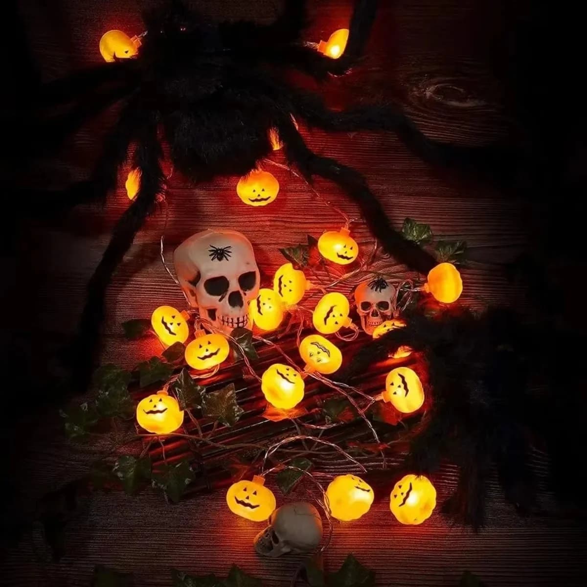 Cordão de Luzes LED Abóbora, 10/20 Bulbos
