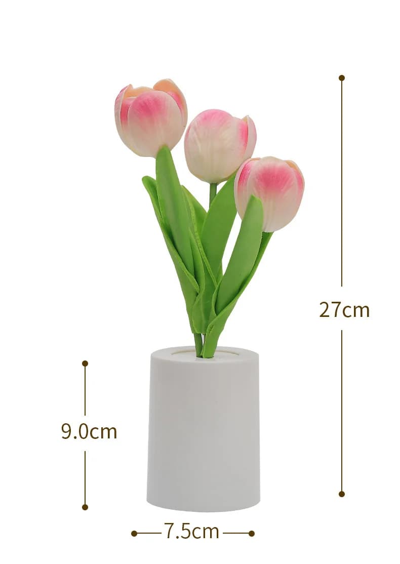 Luz Noturna LED Simulada Buquê de Tulipas com Luz Quente
