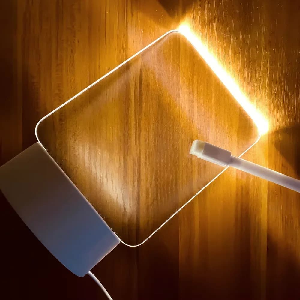 Quadro de Recados LED USB com Caneta para Mesa e Luz Noturna